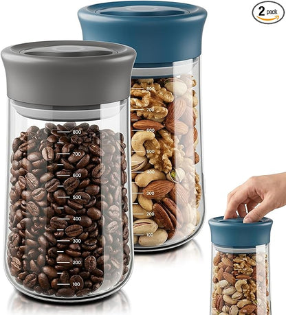 OURCABECUE 2026 Upgrade Wide Mouth Glass Storage Jars 27 oz, 90° Rotating Switch Lid Mason Jars, 2 Pack Food Grade Overnight Oats Jars for Food Storage, Pickling, Meal Prep