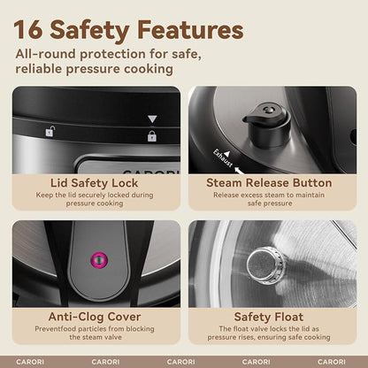 12-in-1 Electric Pressure Cooker 8 Quart, 1200W olla de presion Multi-Cooker with Non-Stick Ceramic Pot, Slow Rice Cooker, Saute, Steamer, Yogurt & Food Warmer, Delay Timer, Silver