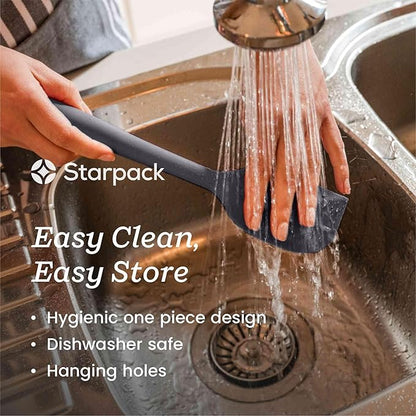 Starpack 'Scrape & Stir' Silicone Spatula Set (2 Pcs) - Heat Resistant Spatulas Set 600°F - Food Grade Kitchen, Nonstick Baking and Cooking Spatulas - LFGB Grade Rubber Spatula Set - Gray/Black
