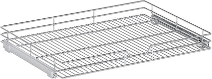 Pull Out Cabinet Organizer, 30" W x 21.5" D, Heavy Duty Chrome Slide Out Shelf for Wide Base Cabinets, Sliding Wire Basket Drawer for Pots, Pans, Appliances & Pantry Storage