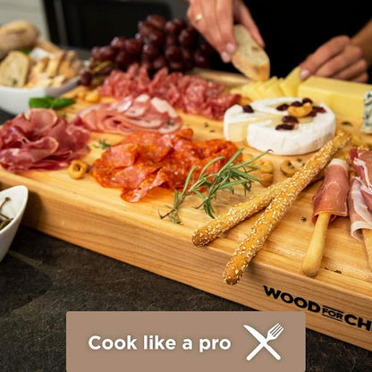 Extra Large XL Cutting Board from North American Maple - Heavy Reversible Butcher Block with Juice Groove for Cutting Meat and Juicy Veggies Easily - Maple Chopping Board - 24x18x1.5 inches