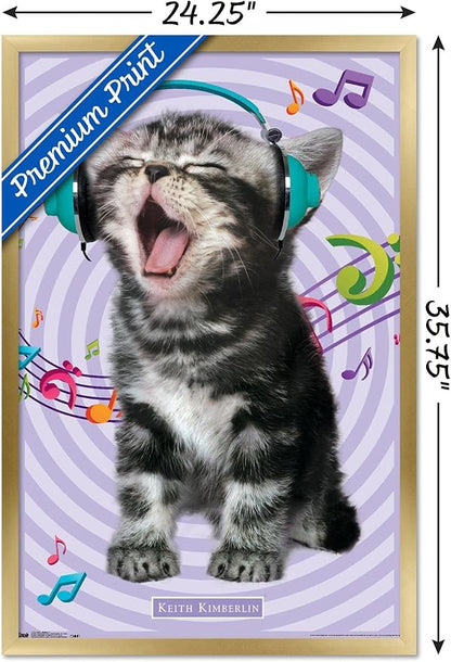 Trends International Keith Kimberlin - Kitten - Singing Wall Poster, 22.375" x 34", Gold Framed Version