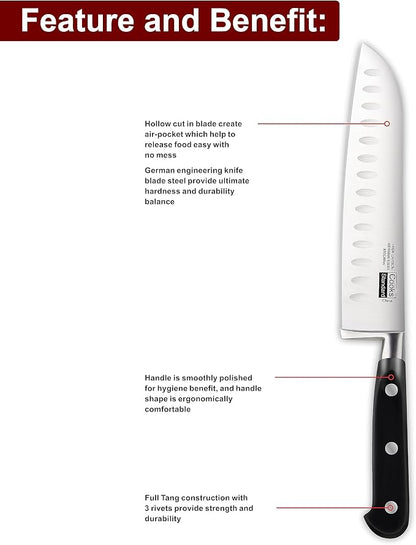 Cooks Standard Classic Cutlery, High Carbon Stainless Steel Knives Set, 8" Chef's Knife and 7" Santoku Knife, Ergonomic Handle, 2-Piece