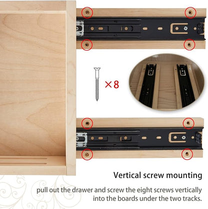 Fully Assembled Drawer Wood Pull Out Tray Drawer Box Kitchen Cabinet Organizer, Cabinet Slide Out Shelve, Wooden Pull-Out Shelf (9" W×10" D×3" H)