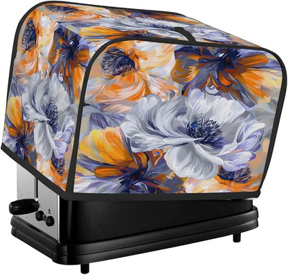 Floral Pattern Beautiful Toaster Cover 2 Slice Wide Slot Washable Kitchen Appliance Covers Fingerprint Bread Machine Dust Cover Small Toaster Oven Accessories Covers Bread Maker Bag Women Gift