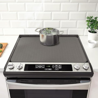 Stove Top Cover for Electric Stove- Range Covers for Electric Stove,Silicone XXL Dish Drying Mat, Glass Cooktop Covers, Flat RV Range top Mats (Gray, 30"x21")