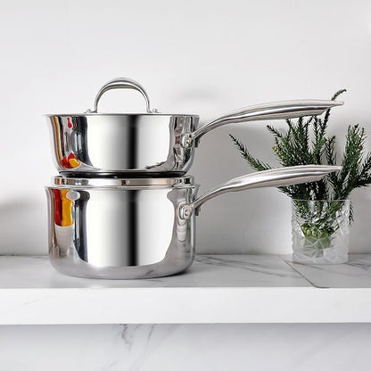 KEAWELL K3 Premium 3-Quart Tri-Ply Fully Clad Stainless Steel Saucepan with Lid, Induction & Oven Safe up to 600°F, Even Heating, Professional Cookware for All Stovetops (3-Qt)