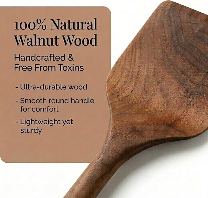 Salt & York 5-Piece Walnut Kitchen Utensil Set with Turner, Tongs, Slotted Spoon, Ladle and 12" Spoon, Farmhouse Style Kitchen & Cookware, Ideal for Entertaining, Wedding and Housewarming Gift