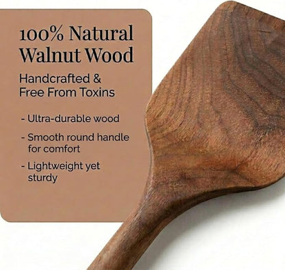 Salt & York 5-Piece Walnut Kitchen Utensil Set with Turner, Tongs, Slotted Spoon, Ladle and 12" Spoon, Farmhouse Style Kitchen & Cookware, Ideal for Entertaining, Wedding and Housewarming Gift