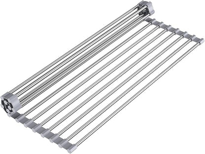 Sink Drying Rack, 17.5" X 11.8", Roll Up Dish Drying Rack for Kitchen, Gray