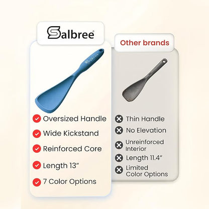 Silicone Spoon Spatula for Cooking - Multifunction Scoop Spatula Spoonula - Heat Resistant Cooking Spoon for Nonstick Cookware - Large Silicone Kitchen Spoon - Seamless Design (Starry Blue,2pcs)