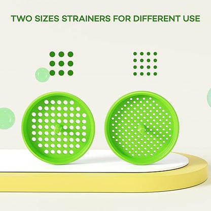 Pisol Wide Mouth Versatile Funnel, Canning Funnels for Kitchen Use, Food Grade Plastic Cooking Funnel Set with 4 Size Spouts and 2 Strainers for Filling Different Bottles and Bags, Green