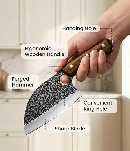 Newise 3-Piece Kitchen Knife Set, Chef Knife & Heavy Duty Meat Cleaver & Universal Chopping Knife, Japanese Steel with Beech Wood Handle, Essential Cutting Knives Set for Home Cooking