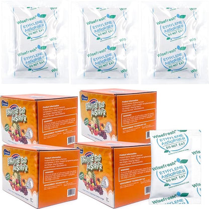 WiseFresh 120 Packs 5 Gram Ethylene Gas Absorber Packet, Vegetable & Fruit Fresh Produce Protector, Food Freshness Extender, Fresh Fruit Preserver, Vegetable Saver