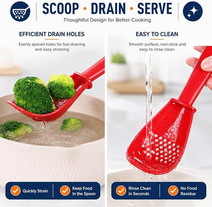 3 Pack Multifunctional Kitchen Cooking Spoon, Muulaii 6 in1 Kitchen Gadgets Strainers for Egg Yolk Separator- Grater Masher- Colander Skimmer Scoop