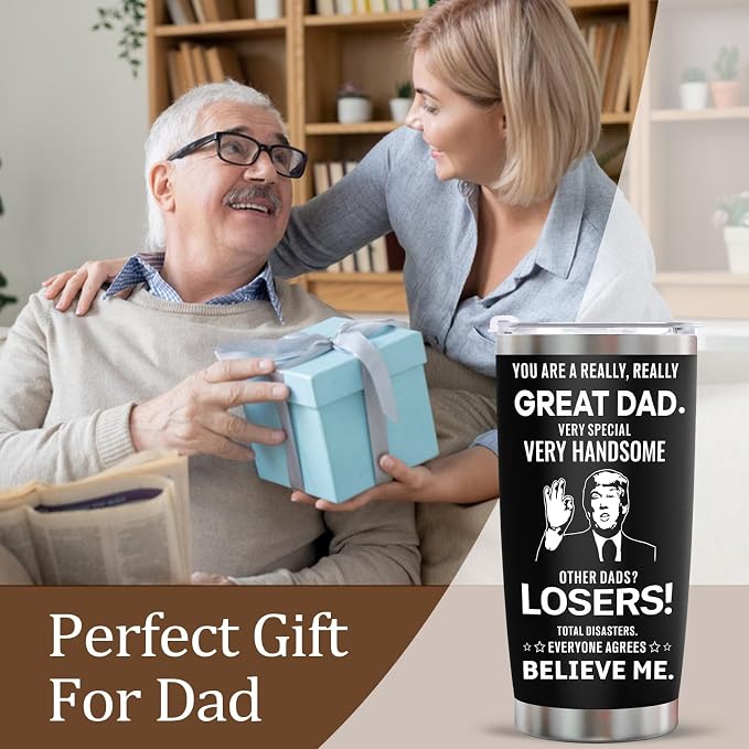 Ulrhpc Fathers Day Day gifts Dad Tumbler - 20oz Stainless Steel Vacuum Tumbler w/Lids/Straws/Brush Funny Birthday Gifts for Men Papa Husband Grandpa on Christmas Anniversary Fathers Day