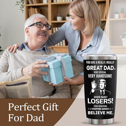 Ulrhpc Fathers Day Day gifts Dad Tumbler - 20oz Stainless Steel Vacuum Tumbler w/Lids/Straws/Brush Funny Birthday Gifts for Men Papa Husband Grandpa on Christmas Anniversary Fathers Day
