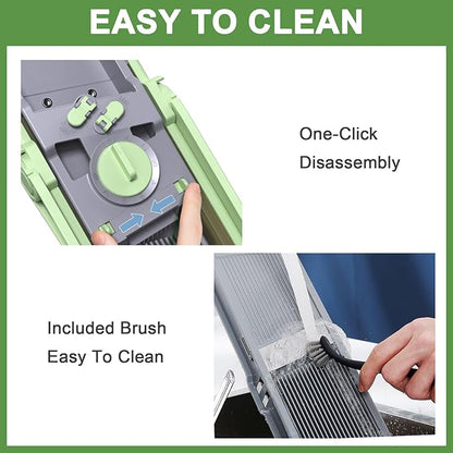Jonscook All-in-1 Update Safe Mandoline Slicer for Kitchen, Food Chopper with Container, Thickness Adjustable Vegetable Chopper, Potato French Fry Cutter Tomato Apple Slicer Onion (Matcha Green)