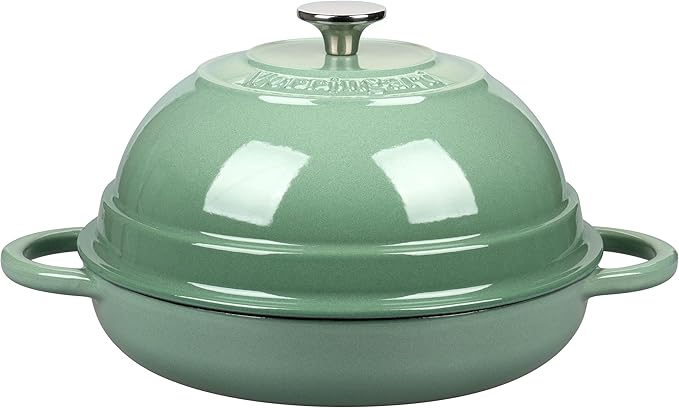 VORRINGARD Cast Iron Enameled Dutch Oven Pot with Lid for Bread Baking, Bread Oven, 6 Quart, Sage Green