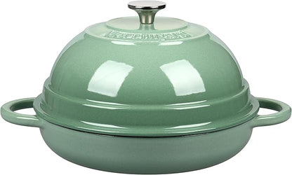 VORRINGARD Cast Iron Enameled Dutch Oven Pot with Lid for Bread Baking, Bread Oven, 6 Quart, Sage Green