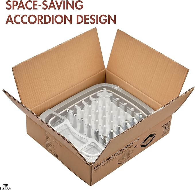 Hakan Collapsible Dish Drying Rack | Foldable Dish Drainer | Space Saving Kitchen Storage Tray Multipurpose Tub with Drain, 9L