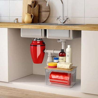 2 Pack Stackable Trash Bag Dispenser with Wooden Top for Extra Large & Medium Size Rolls, Garbage Bag Holder for 13-33 Gallon Bags, Trash Bag Dispenser Under Sink with Anti-Slip Base for Rolls Storage