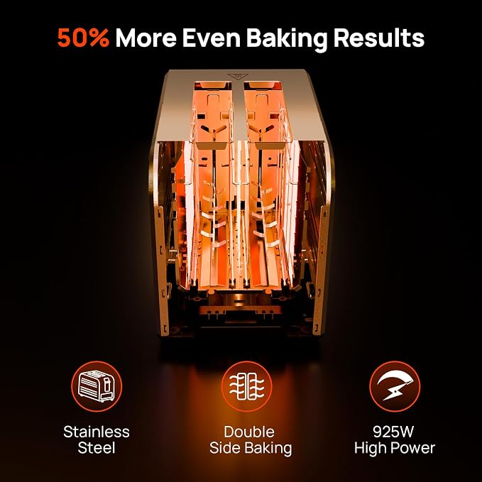Toaster 2 Slice, Consciot Smart Touch Screen Toasters with 6 Browning Levels, Timer, Reheat/Defrost/Cancel, Extra-Wide Slots, Removable Crumb Tray, Auto Pop-up & Anti Jam, Peak 925W, Stainless Steel