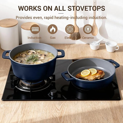 Ammeloo 4.5 Qt Non Stick Soup Pot with Lid, Ceramic Stockpot Set, Cooking Pot for All Stovetops, All-in-One Non Toxic Pot for Stews, Soups & Pasta, Easy to Clean, Induction Ready, PFAS Free