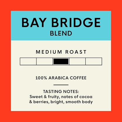 San Francisco Bay Whole Bean Coffee, Bay Bridge Blend (32 oz Bag), Medium Roast Coffee Beans