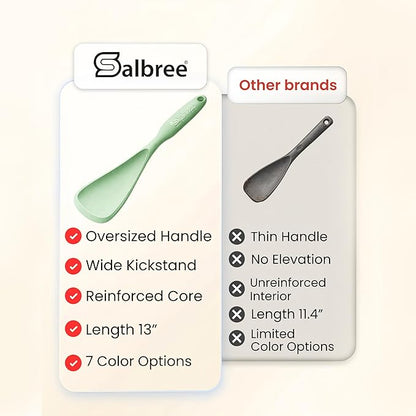 Silicone Spoon Spatula for Cooking - Multifunction Scoop Spatula Spoonula - Heat Resistant Cooking Spoon for Nonstick Cookware - Large Silicone Kitchen Spoon - Seamless Design (Mint,1pc)