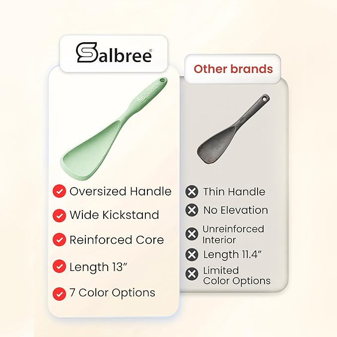 Silicone Spoon Spatula for Cooking - Multifunction Scoop Spatula Spoonula - Heat Resistant Cooking Spoon for Nonstick Cookware - Large Silicone Kitchen Spoon - Seamless Design (Mint,2pcs)