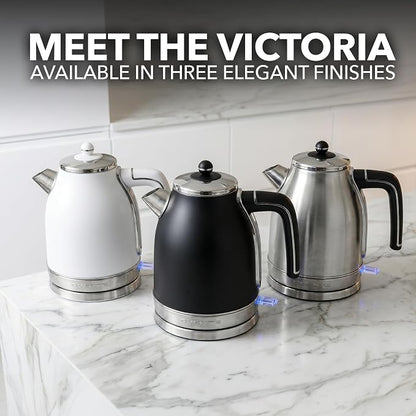 OVENTE 1.7L Electric Kettle, 1500W Fast Boiling Water Heater for Coffee or Tea with Stainless Steel BPA-Free and Cordless Body, Auto Shut-Off, Boil-Dry Protection and Removable Filter, Silver KS777S