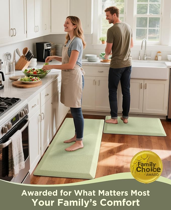 Ophanie Kitchen mats for Floor, 3/4 inch Thick, Kitchen Rugs, 20''x39'' Anti Fatigue Standing Cushioned Mat, Waterproof,Comfort Ergonomic mat for Office, Home, Sink, Sage Green Non-Slip Bottom