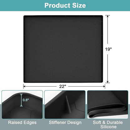 Silicone Under Sink Mat 22" x 19", Under Sink Mats for Kitchen Waterproof, Under Sinks Protector Liner Tray Organizer for Kitchen and Bathroom Cabinets, Black