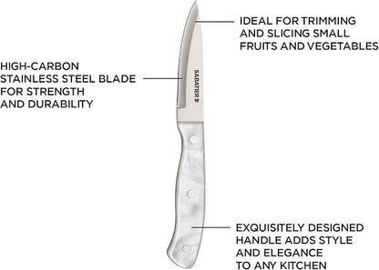 Sabatier Triple Riveted Paring Knife, 3.5-Inch, High-Carbon Stainless Steel, Razor-Sharp Kitchen Knife to Cut Fruit, Vegetables and more, White