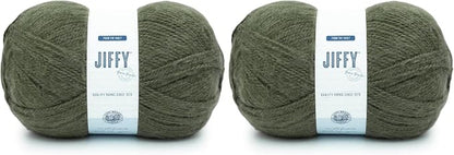 Lion Brand Yarn Jiffy Bonus Bundle, Acrylic Yarn for Crochet, Forest, 2 Pack