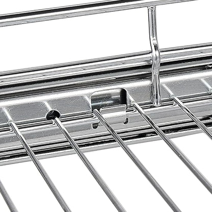 OCG Pull Out Cabinet Organizer 2 Pack (18" W x 21" D), Pull out Shelves 1 Tier, Cabinet Slide Out Shelves for Base Cabinet Organization in Kitchen Bathroom Pantry, Bottom Mount, Chrome Finish