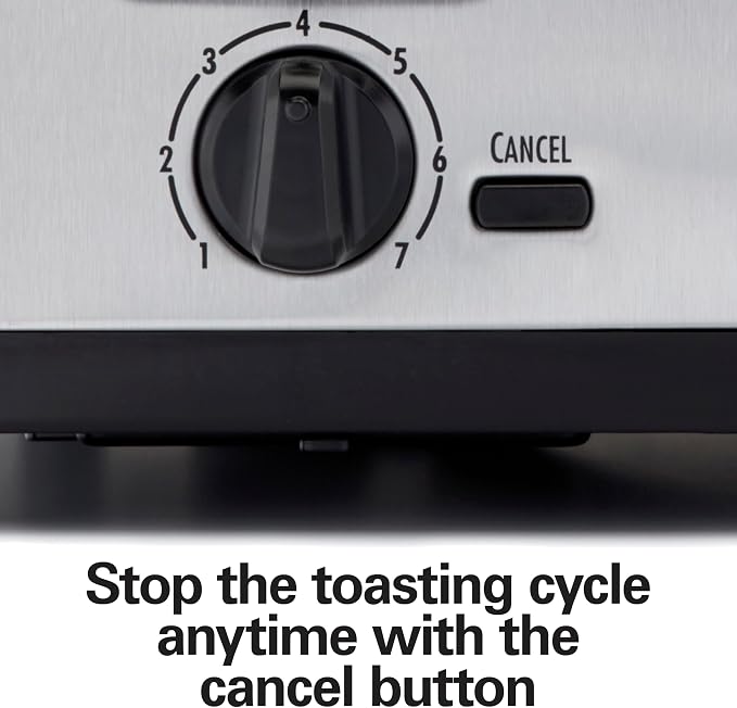 Hamilton Beach 4 Slice Toaster with Extra Wide Slots for Bagels, Shade Selector, Toast Boost, Slide-Out Crumb Tray, Auto-Shutoff and Cancel Button, Brushed Stainless Steel (24910G)