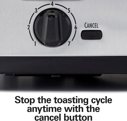 Hamilton Beach 4 Slice Toaster with Extra Wide Slots for Bagels, Shade Selector, Toast Boost, Slide-Out Crumb Tray, Auto-Shutoff and Cancel Button, Brushed Stainless Steel (24910G)