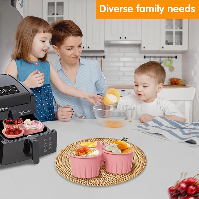 3-Cup Silicone Air Fryer Egg Bite Mold - Mini Round Muffin Pan for Oven, Air Fryer & Cookware, Reusable Non-Stick, Dishwasher Safe