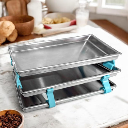 16 PCS Large Cookie Sheet Stackers, Stackable Baking Sheet Holders Reusable Stacking Clips Dividers for Cake Pan, Cooling Rack, Meal Prep, Freeze Dryer Trays Space-Saving Suitable for Home Kitchen