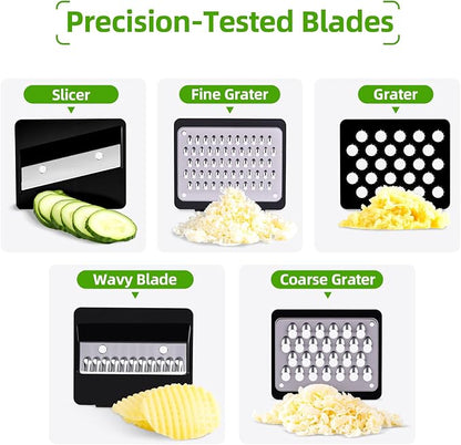 LHS Vegetable Chopper Multifunctional Food Chopper Onion Chopper Vegetable Slicer Dicer Cutter Potato Cutter Veggie Chopper with Container with Spiralizer (12 in 1, Black)