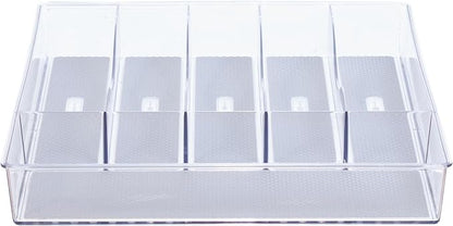 Glad Silverware & Utensil Drawer Organizer - Divided Clear Plastic Storage Tray with 6 Compartments for Kitchen Flatware and Cutlery - BPA Free, Food Safe, Non Slip, 12x15 inches