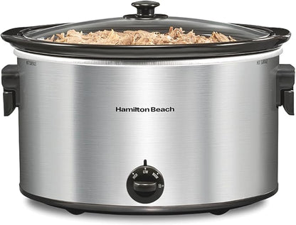 Hamilton Beach 10 Quart Slow Cooker with Folding Handles, Extra-Large Capacity, Serves 12+, Silver with Black Accents, R33190 (Renewed)