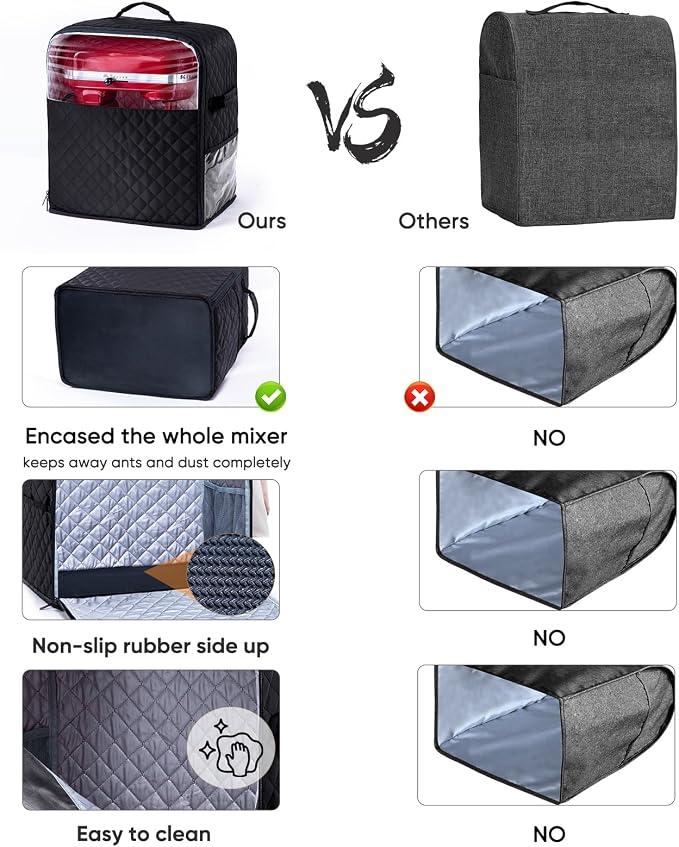 BAGSPRITE Stand Mixer Cover with Appliance Sliders Base Compatible with KitchenAid Mixer-Storage Bag for 6/7/8 Quart with Pockets for Kitchen Aid Accessories and Attachments