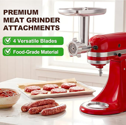 Metal Meat Grinder Attachment for KitchenAid Stand Mixer, Sausage Stuffer, Food Grinder Attachment for Kitchen Aid Accessories and Attachments