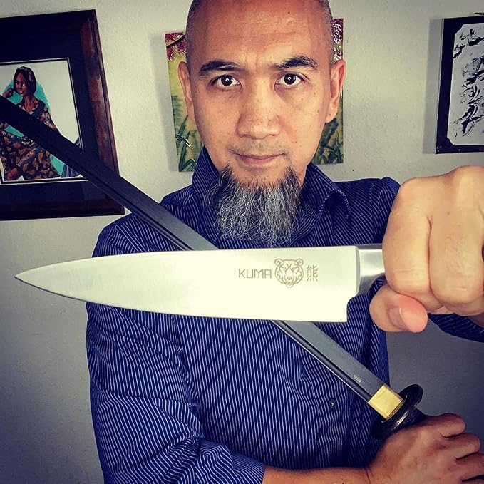 KUMA Multi Purpose Chefs Knife - Pro Bolster Edition - 8 Inch Blade for Carving, Slicing & Chopping - Great Ergonomic Handle - Professional Kitchen Knives