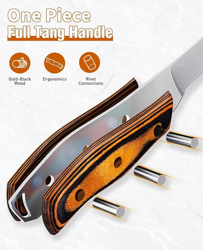 Naitesen Professional Boning Knife and Fillet Knife Set 2, Super Sharp Outstanding Flexibility 10Cr18Mov High Carbon Steel Full Tang Wooden Handle for Fish Meat Poultry Cutting Home Kitchen
