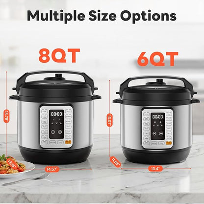 Sweetcrispy 16-in-1 Electric Pressure Cooker 6QT, 12-Preset Multi Cookers with Ceramic Pot, Slow Cook Rice Steamer Sauté Soup Yogurt Maker and More, Recipe Book