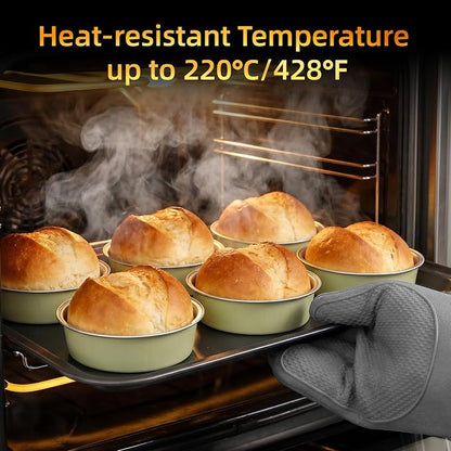 Beasea Disposable Tart Pans with Lids, 120 Pack 7.3oz Mini Pie Tins Creme Brulee Ramekins Aluminum Foil Pie Tart Cake Baking Pans Tins Cheesecake Containers for Birthday Party - Sage Green